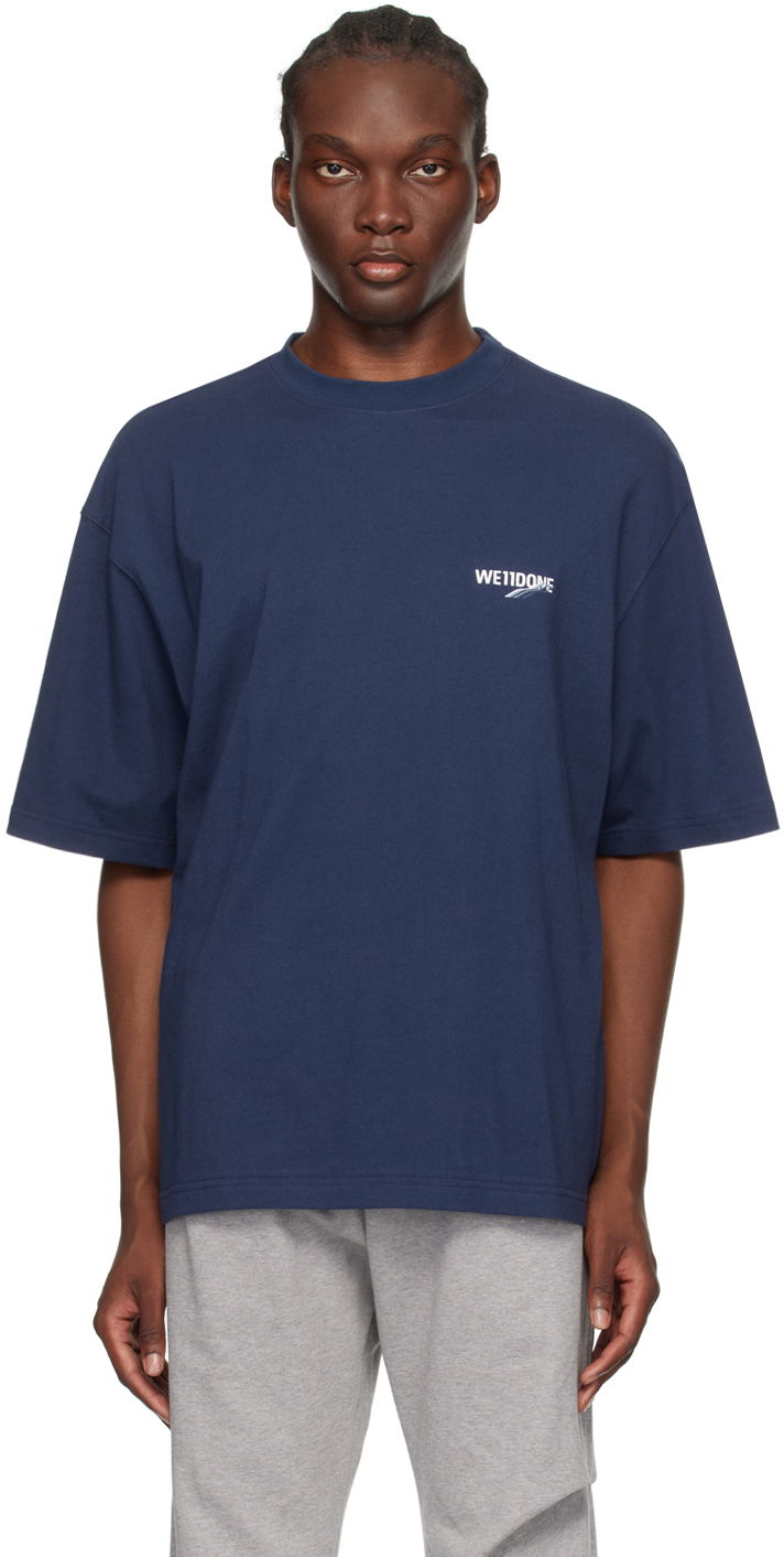 Majica We11done Wave Logo T-Shirt Modra | WD-TT1-23-992-U-NV
