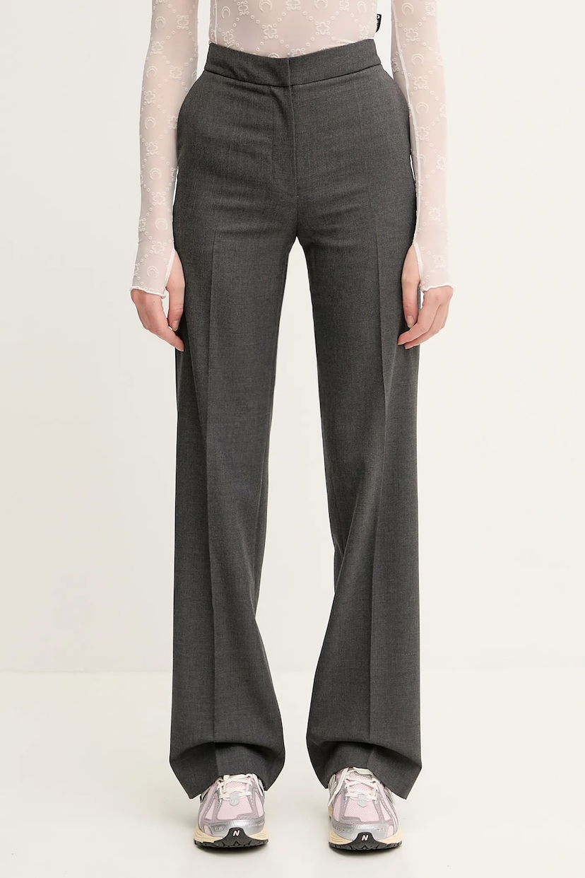 Hlače Marine Serre Marine Serre Regenerated Tailoring Wide Leg High Waist Trousers Siva | WPA154A.DWOV0057