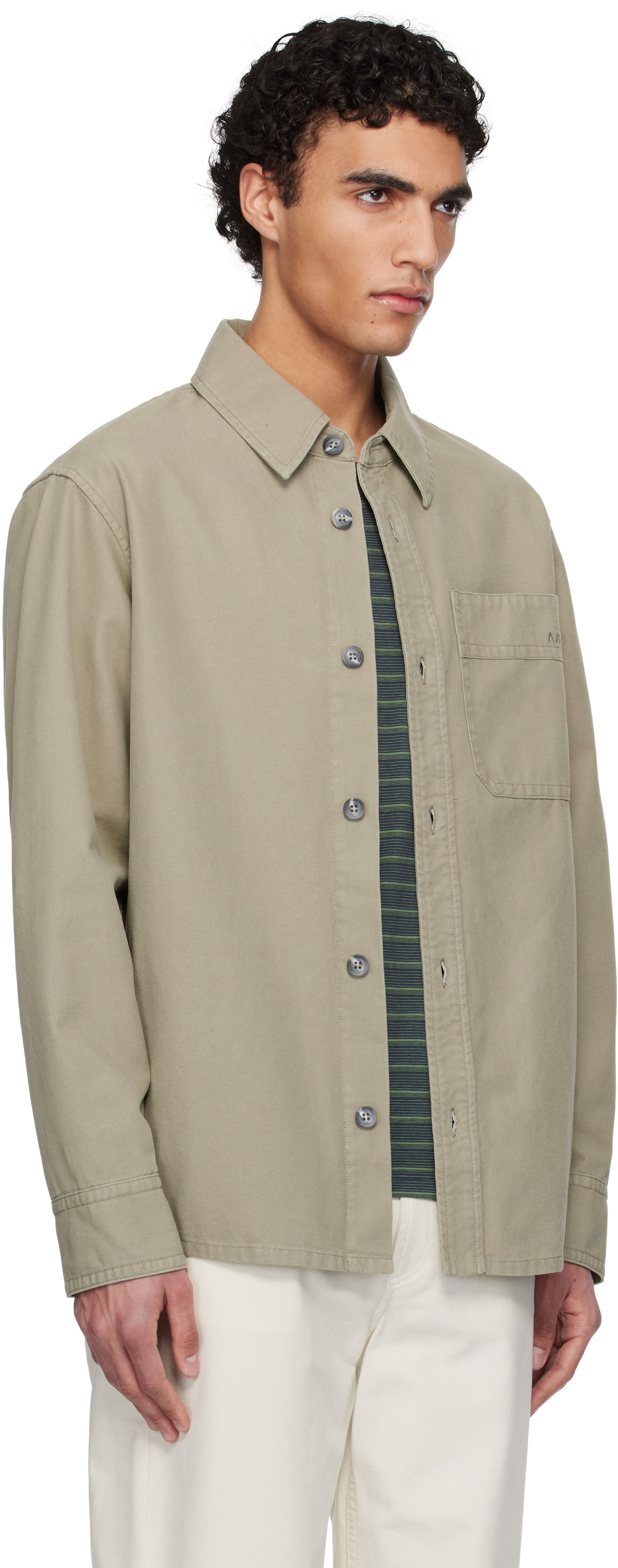Srajce A.P.C. A.P.C. Basile Chest Pocket Overshirt Bež | COGBJ-H02918, 1