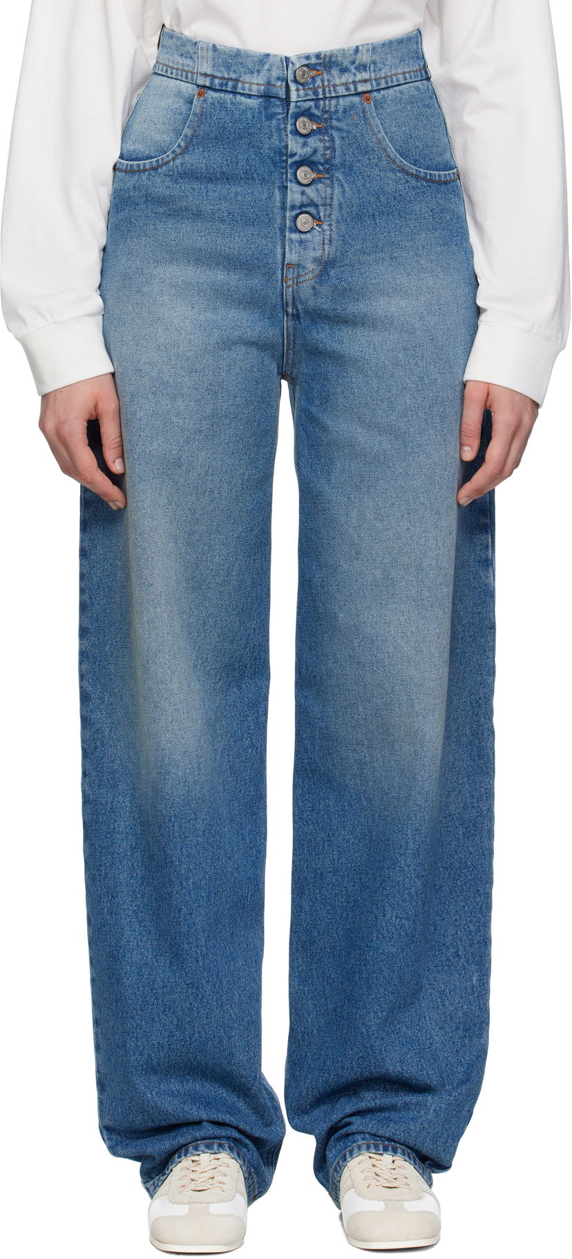 Kavbojke Maison Margiela MM6 Maison Margiela Straight-Leg Jeans Modra | S52LA0241 M30018