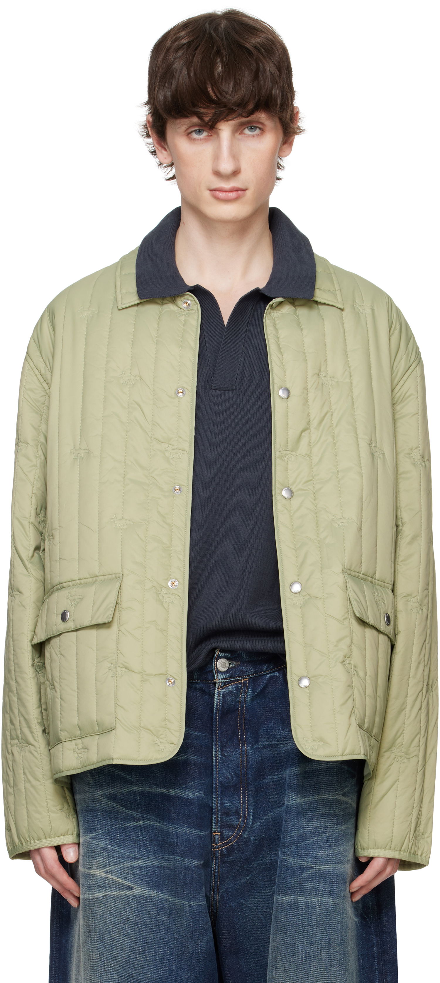 Puhovka MAISON KITSUNÉ Maison Kitsuné Quilted Chore Jacket Zelena | OM02114WW9047, 0
