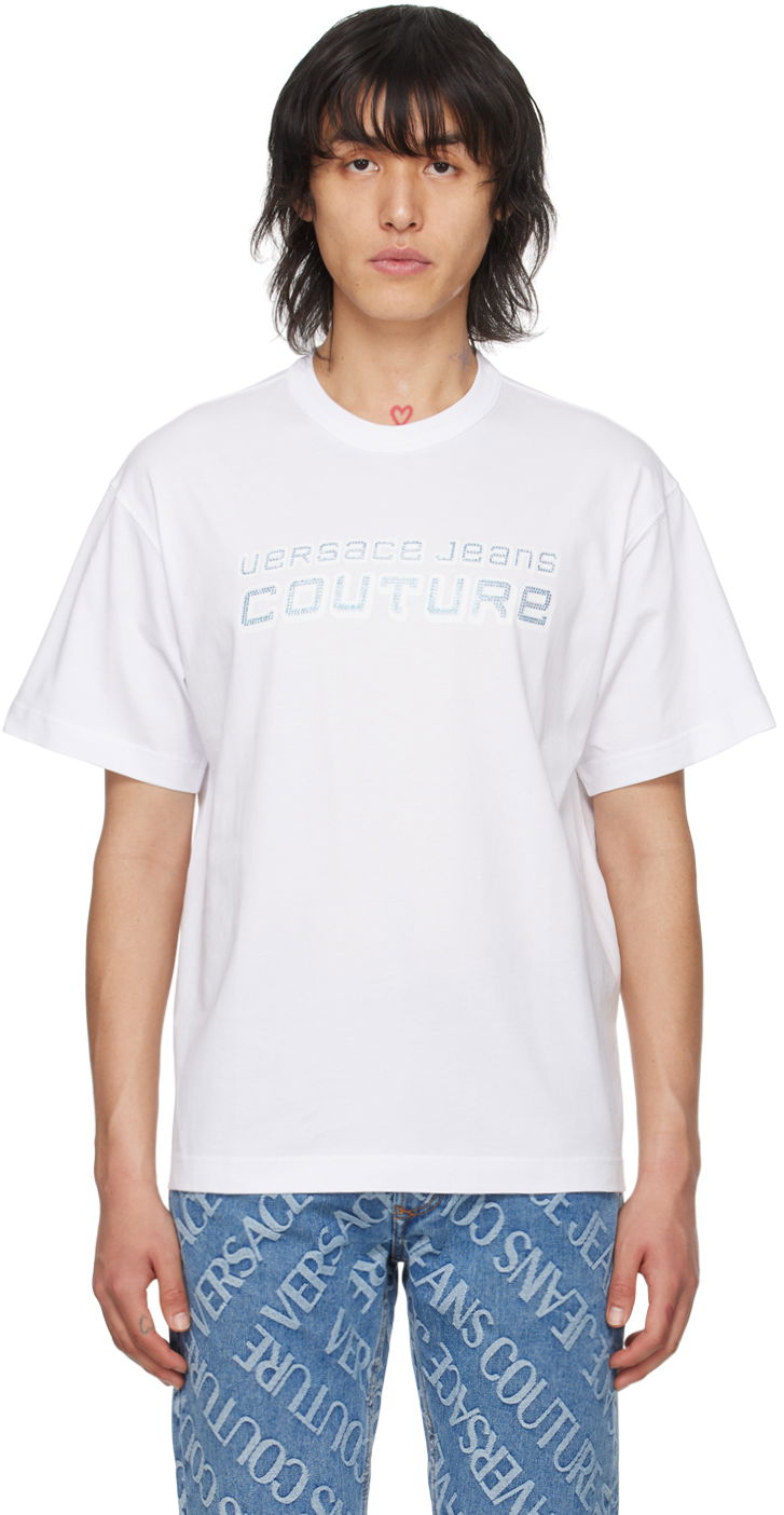 Majica Versace Jeans Couture Appliqué T-Shirt Bela | E76GAHC03_ECJ01C, 0