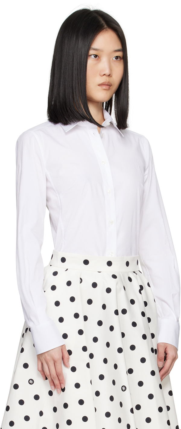 Srajce Dolce & Gabbana White Spread Collar Shirt Bela | F5G19T FUEEE, 1