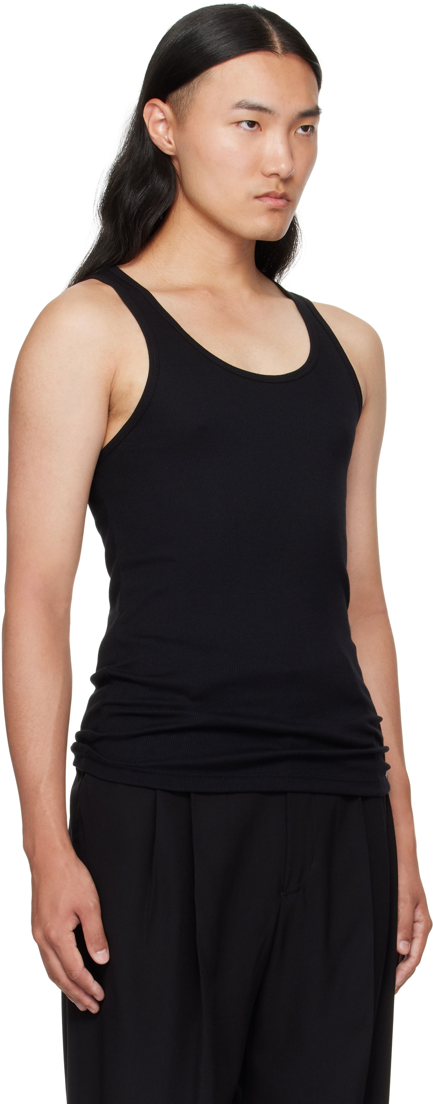 Majica brez rokavov Tom Ford TOM FORD Cotton & Modal Rib Tank Top Črna | T4D101210, 1