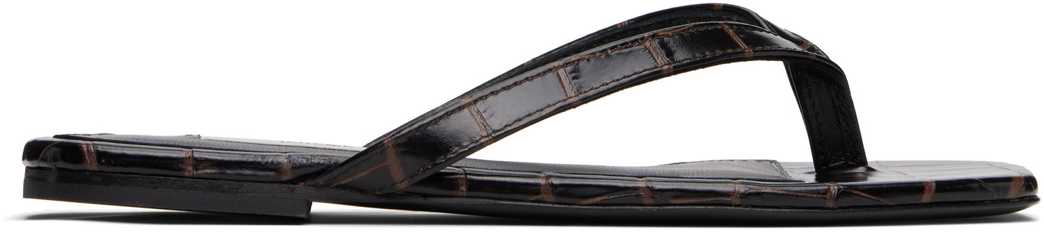 Oblačila TOTEME TOTEME Croco-Embossed Flip-Flops Črna | 252-WAS4557-LE0076, 0