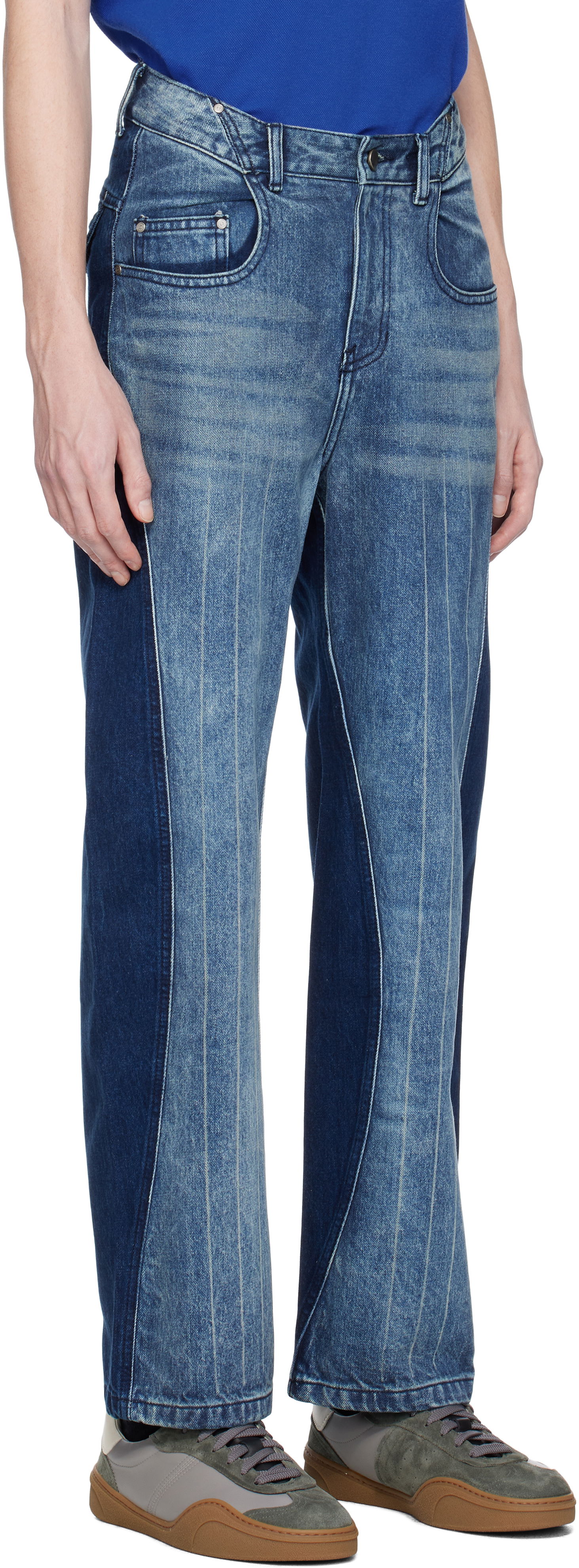Kavbojke ADER ERROR ADER error Two-Tone Pinstriped Jeans Modra | BO01SSJE0104BL, 1
