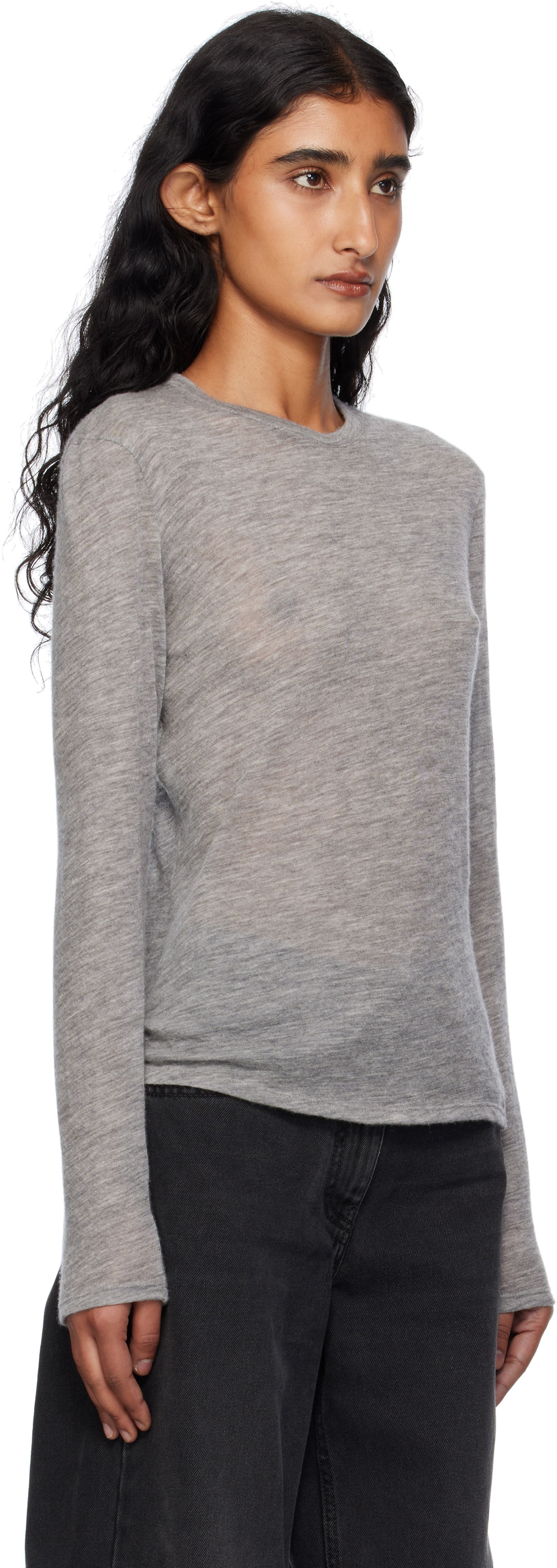 Pleteni pulover The Row The Row Iverness Long Sleeve Sweater Siva | 5590-K52, 1