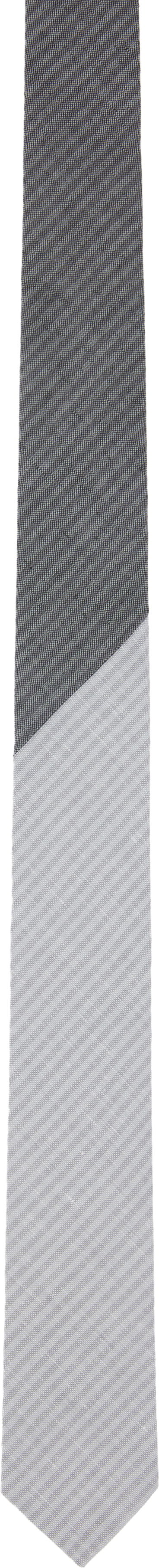 Šala Thom Browne Thom Browne Tonal University Stripe Linen Cotton Tie Siva | MNL039C-F0940, 0
