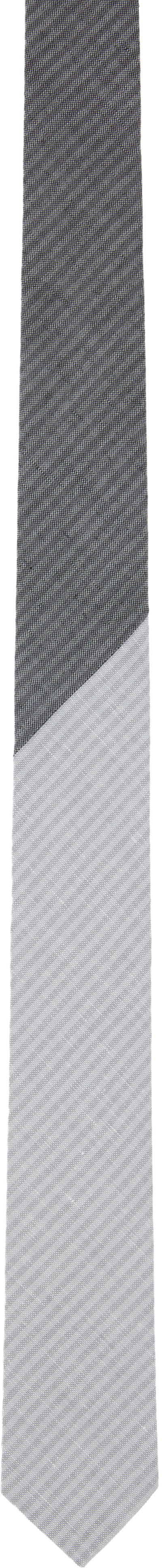 Šala Thom Browne Thom Browne Tonal University Stripe Linen Cotton Tie Siva | MNL039C-F0940