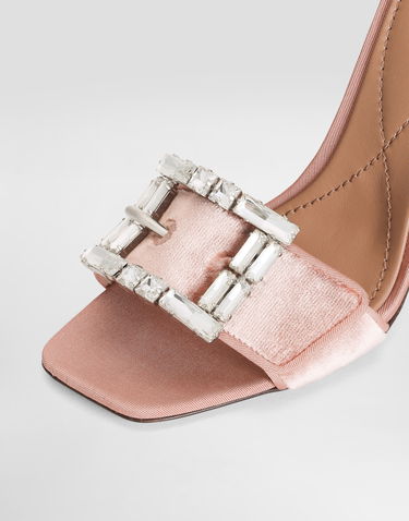 Modni dodatki Dolce & Gabbana Dolce & Gabbana Velvet Sandals With Crystal Buckle Roza | CR1792A9S2089077, 3