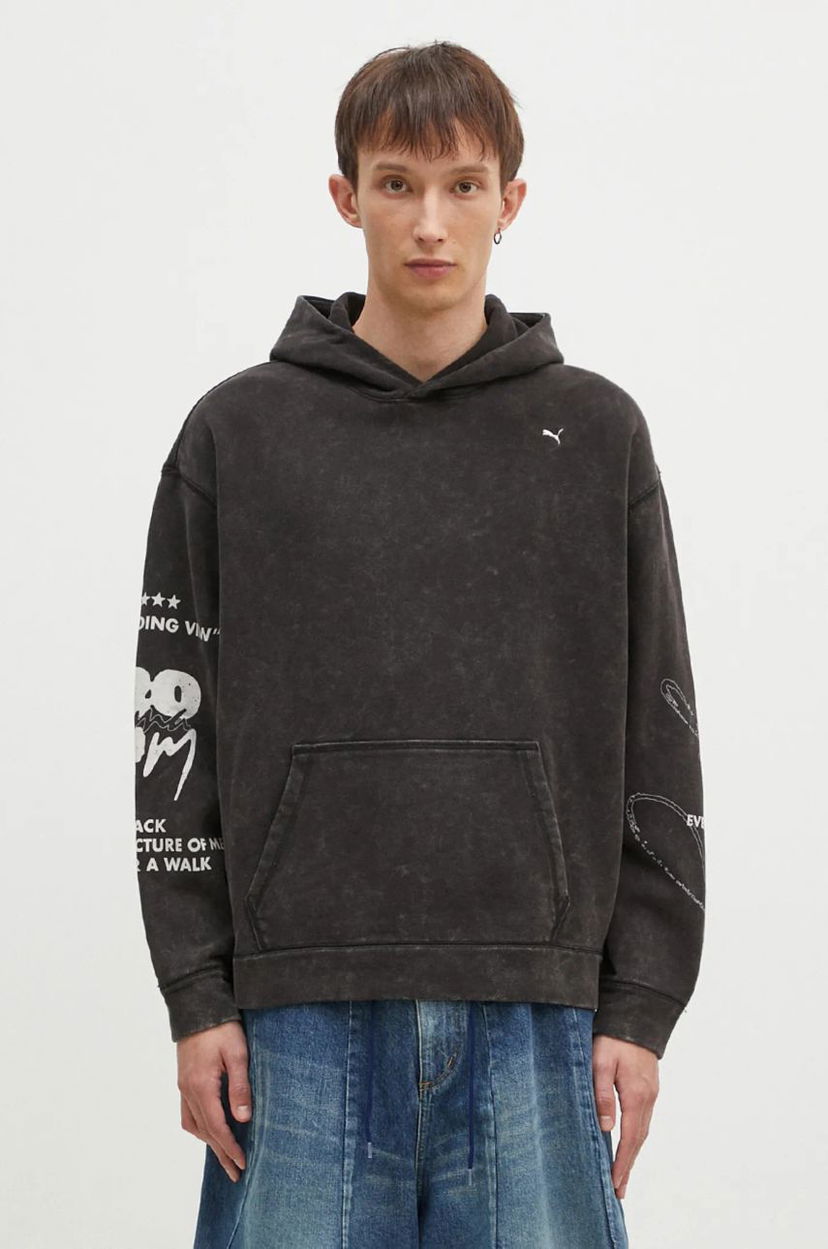 Pulover Puma Black Printed Hoodie Črna | 626664