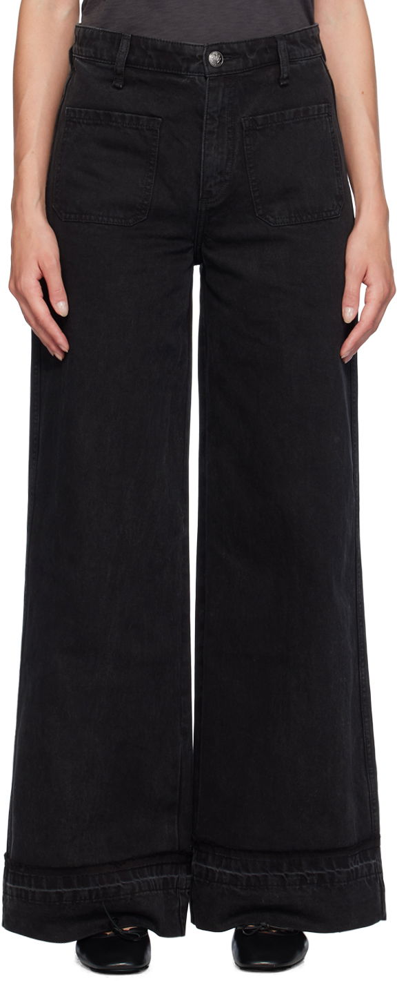 Kavbojke rag & bone Rag & Bone Women's Marina Wide-Leg Jeans Črna | WDD24F2641ZJAN
