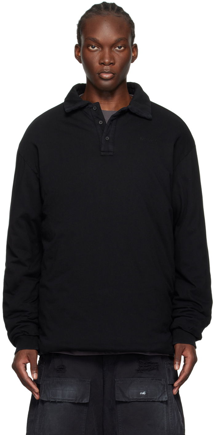 Pleteni pulover We11done Padded Long Sleeve Polo Črna | WD-TT2-24-739-U-BK
