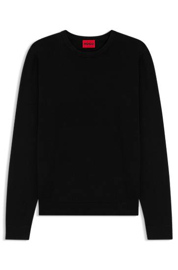 Pleteni pulover BOSS Crew Neck Soft Yarn Sweater Črna | 50532074, 0