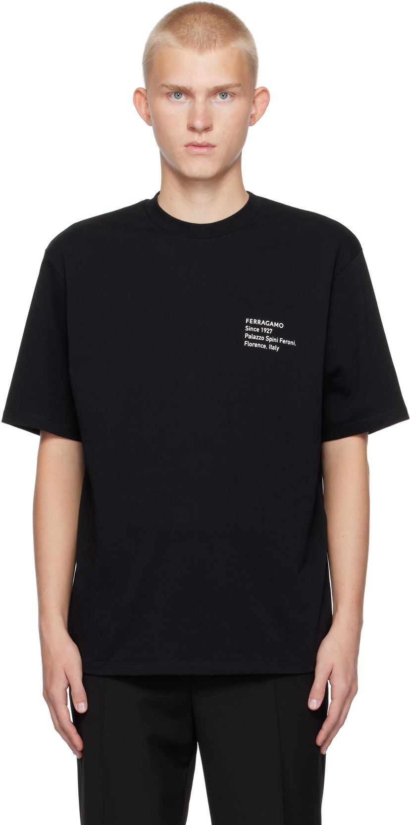 Majica FERRAGAMO Ferragamo Printed T-Shirt Črna | 777888