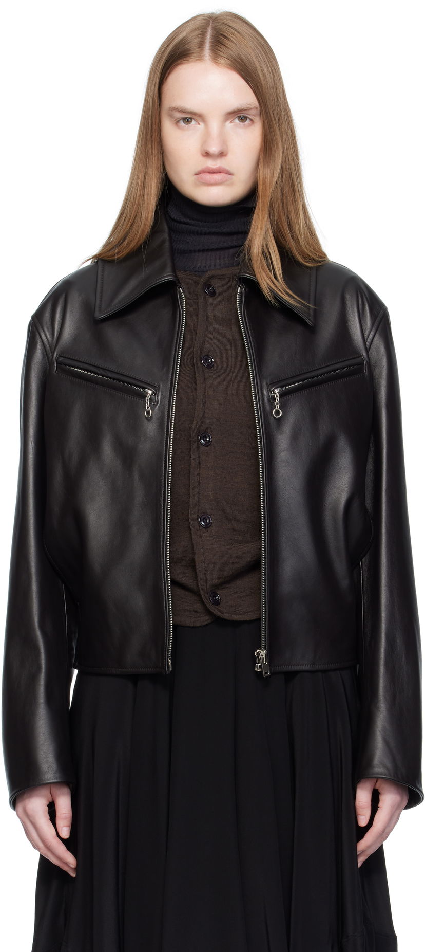 Jakna LEMAIRE Lemaire Boxy Leather Blouson Jacket Črna | OW1159 LL0147