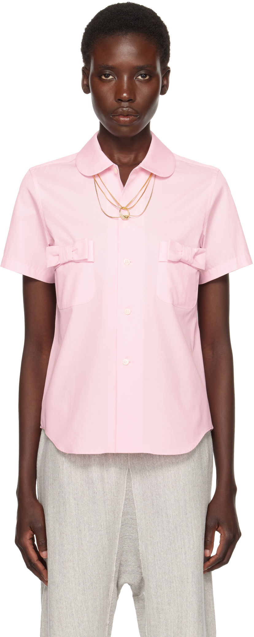 Srajce Comme des Garçons Girl Cotton Bow Pocket Shirt Roza | NO-B007-051-2