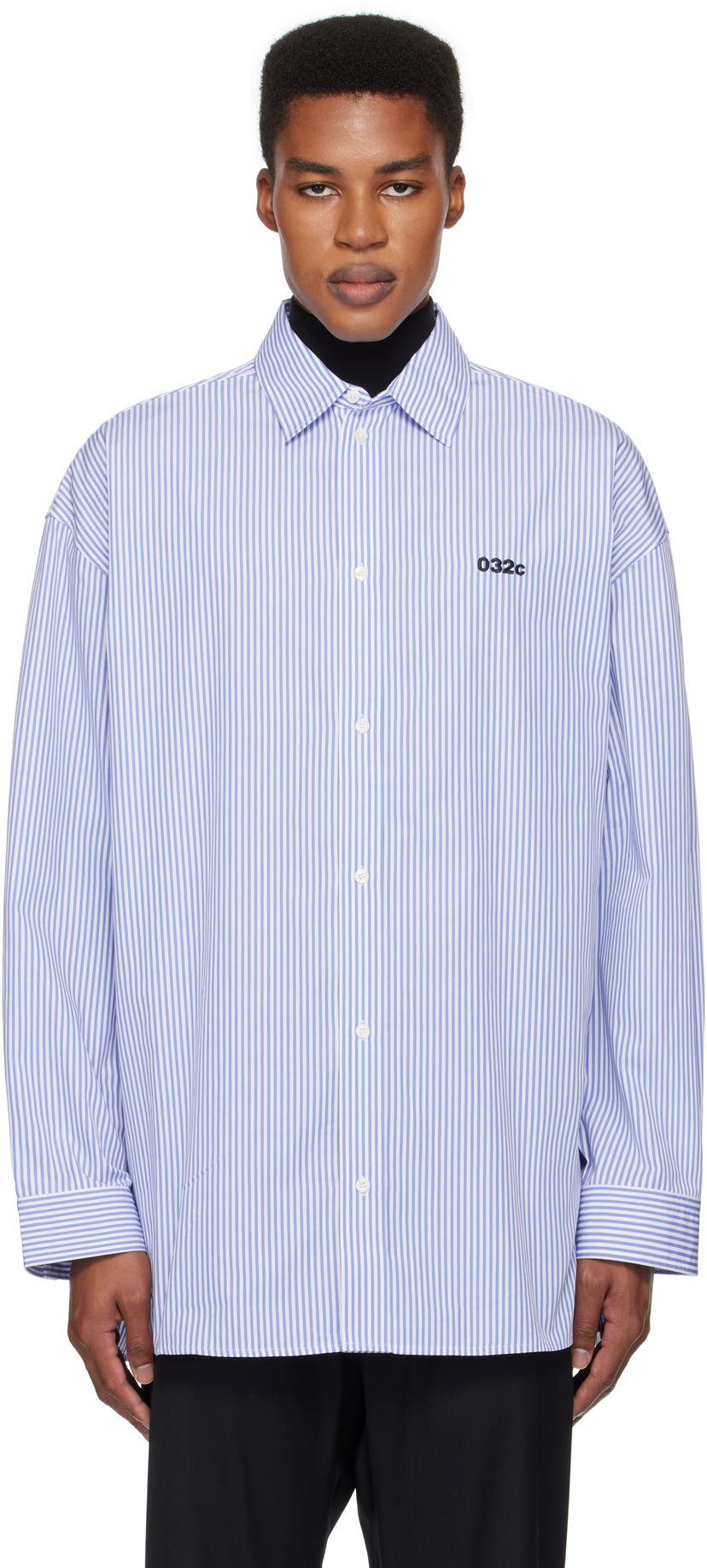 Srajce 032C Oversized Stripe Shirt Modra | F24-URW-1304-350