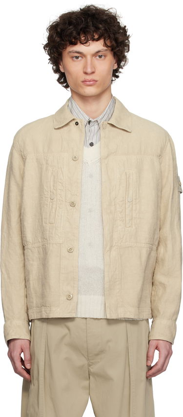Plašči Stone Island Stone Island Diagonal Linen Overshirt Bež | K1S15 1200010 S00F8, 0