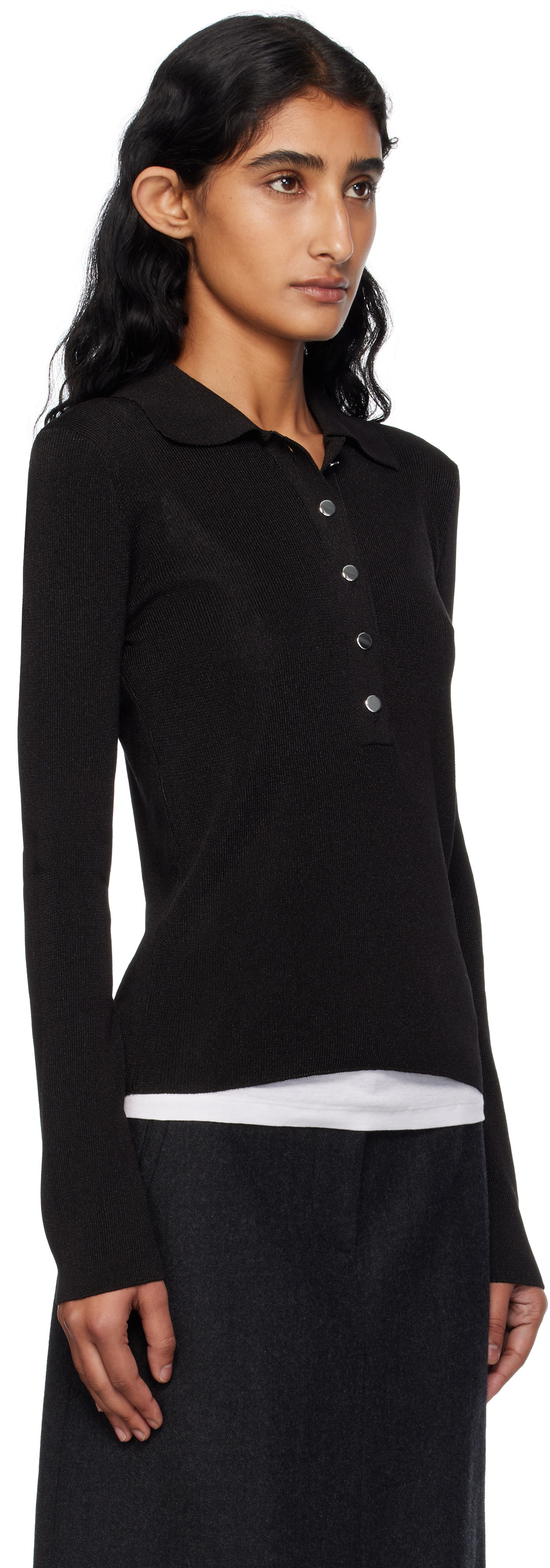 Polo majica A.P.C. A.P.C. Mila Knit Polo Top Črna | VIAMD-F23433, 1