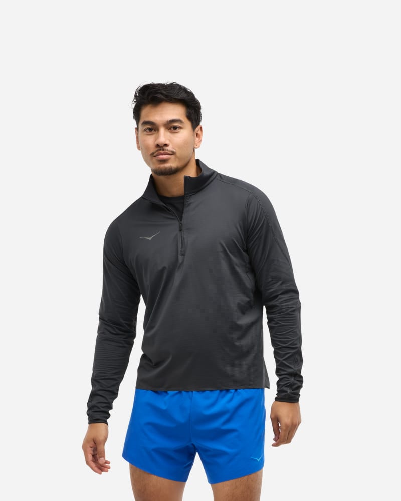 Pulover Hoka One One GlideTech Quarter Zip Running Jacket Črna | 1164156-BLK, 0
