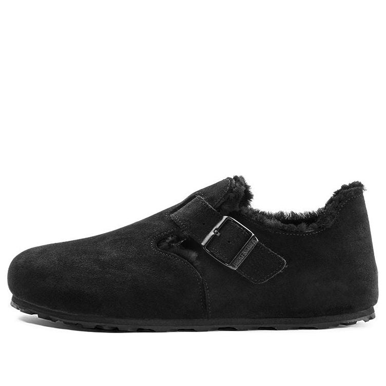 Superge in čevlji Birkenstock London Shearling Suede Narrow Fit Sandals Črna | 1014961