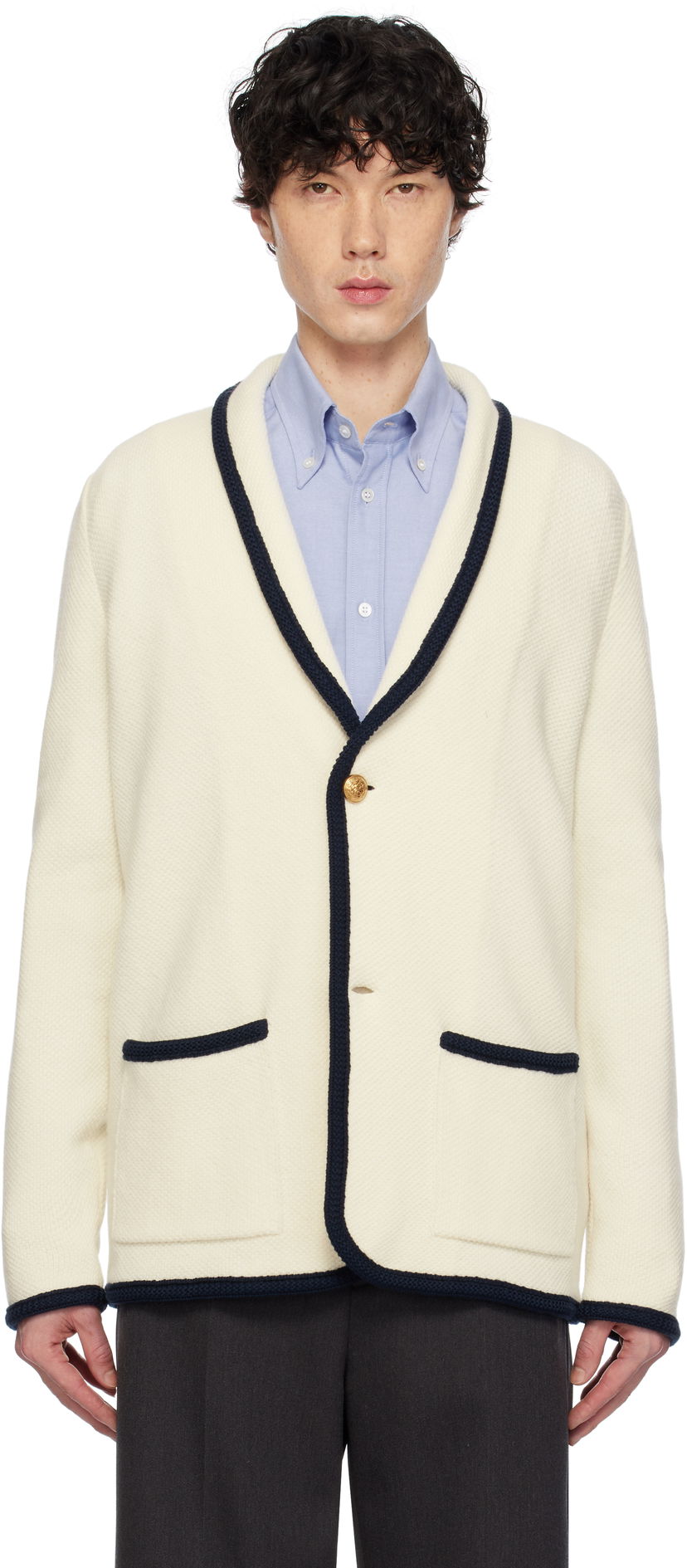 Pleteni pulover Valentino Valentino Single-Breasted Wool & Cotton Cardigan Bela | 6V3KE02TAR2