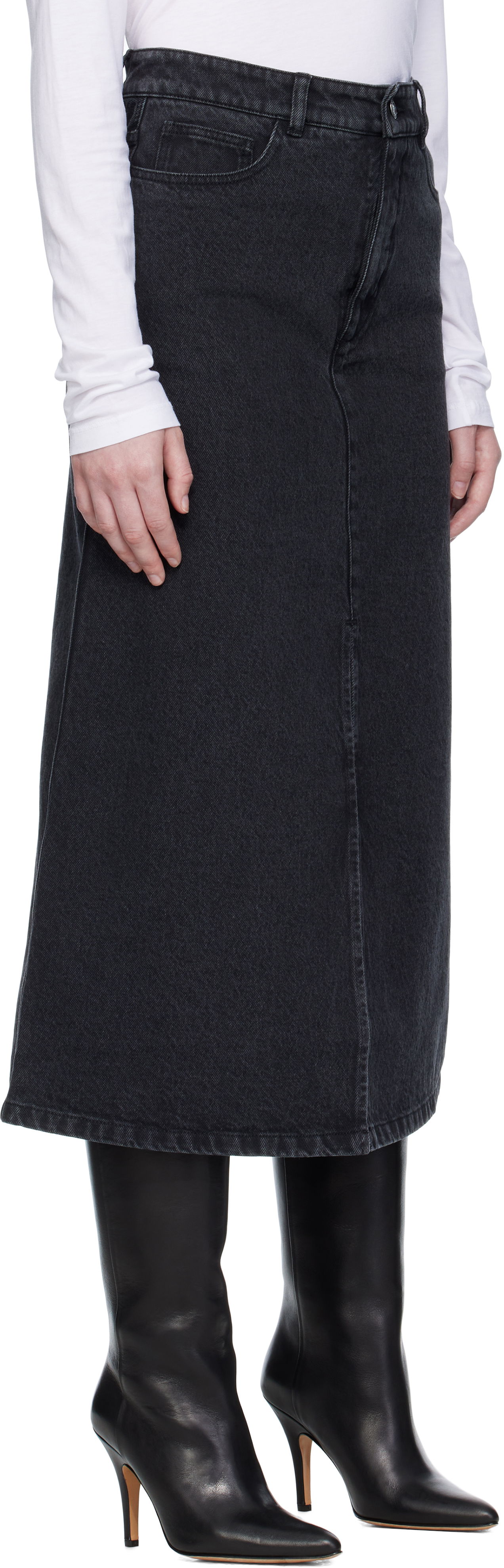 Krila A.P.C. A.P.C. Georgia Denim Midi Skirt Črna | COHDK-F06423, 1