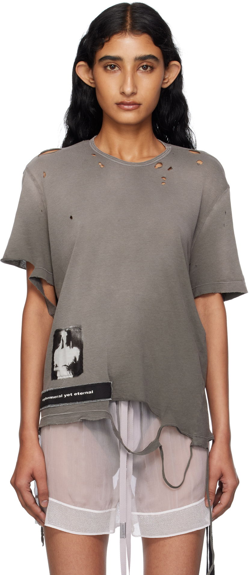 Majica Ann Demeulemeester Ann Demeulemeester Fanie Standard Fit T-Shirt Siva | B0013050-FA638-071