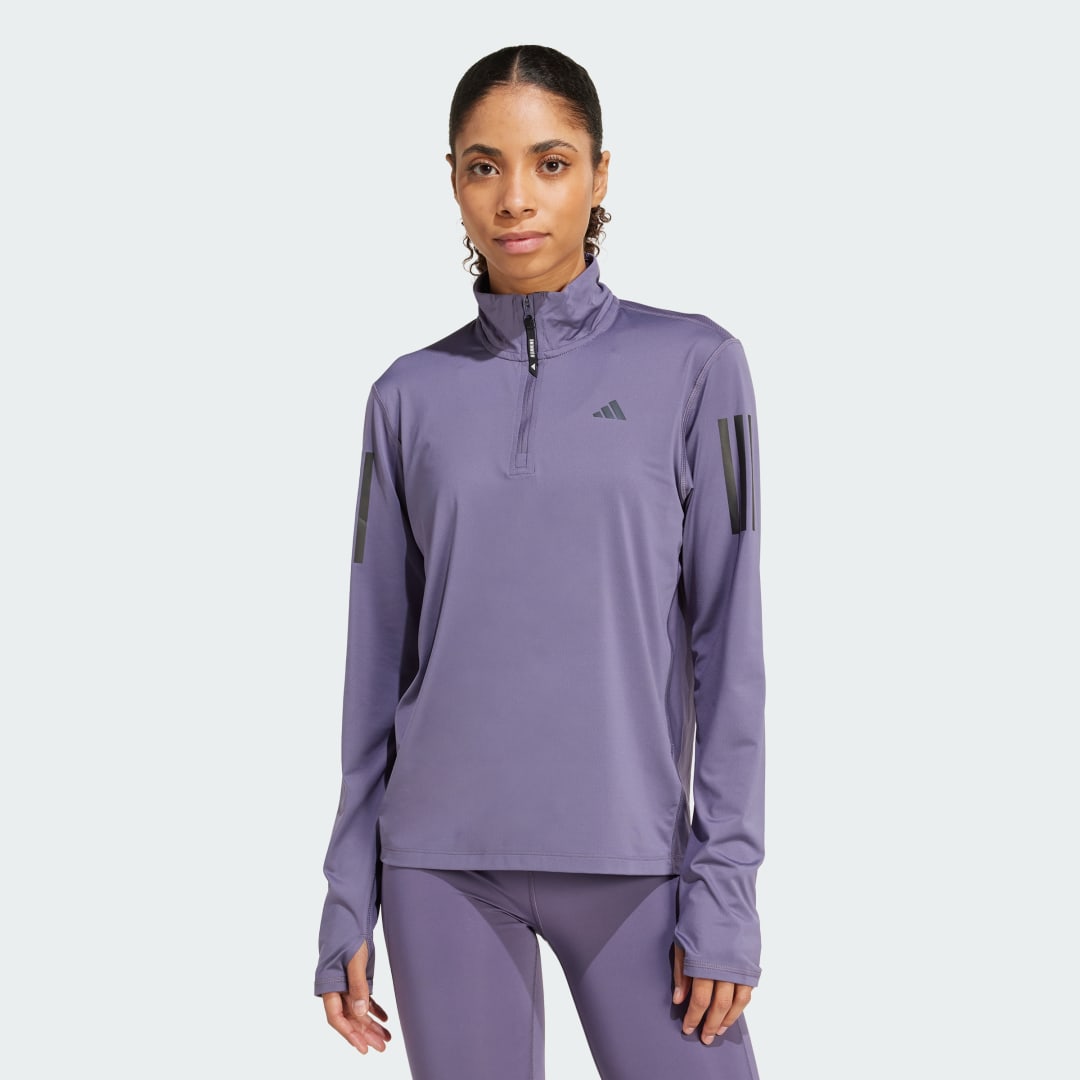 Majica adidas Performance Own the Run Half-Zip Long Sleeve Running Top Lila | JX2256, 0