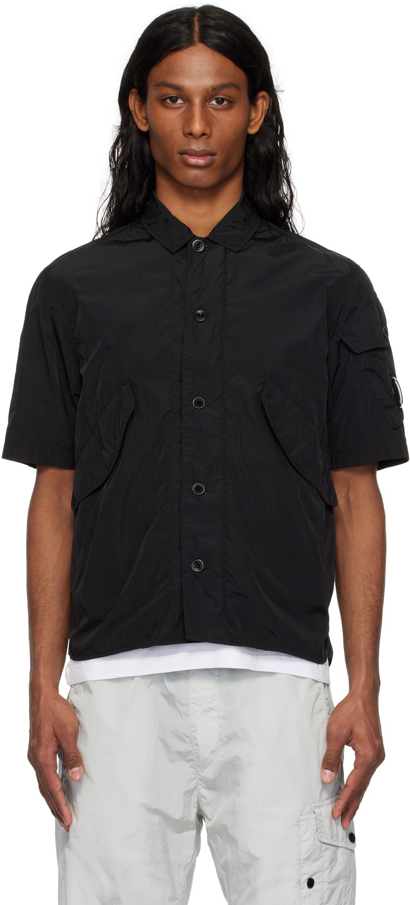 Srajce C.P. Company C.P. Company Chrome-R Short Sleeve Shirt Črna | 18CMOS035A-005904G