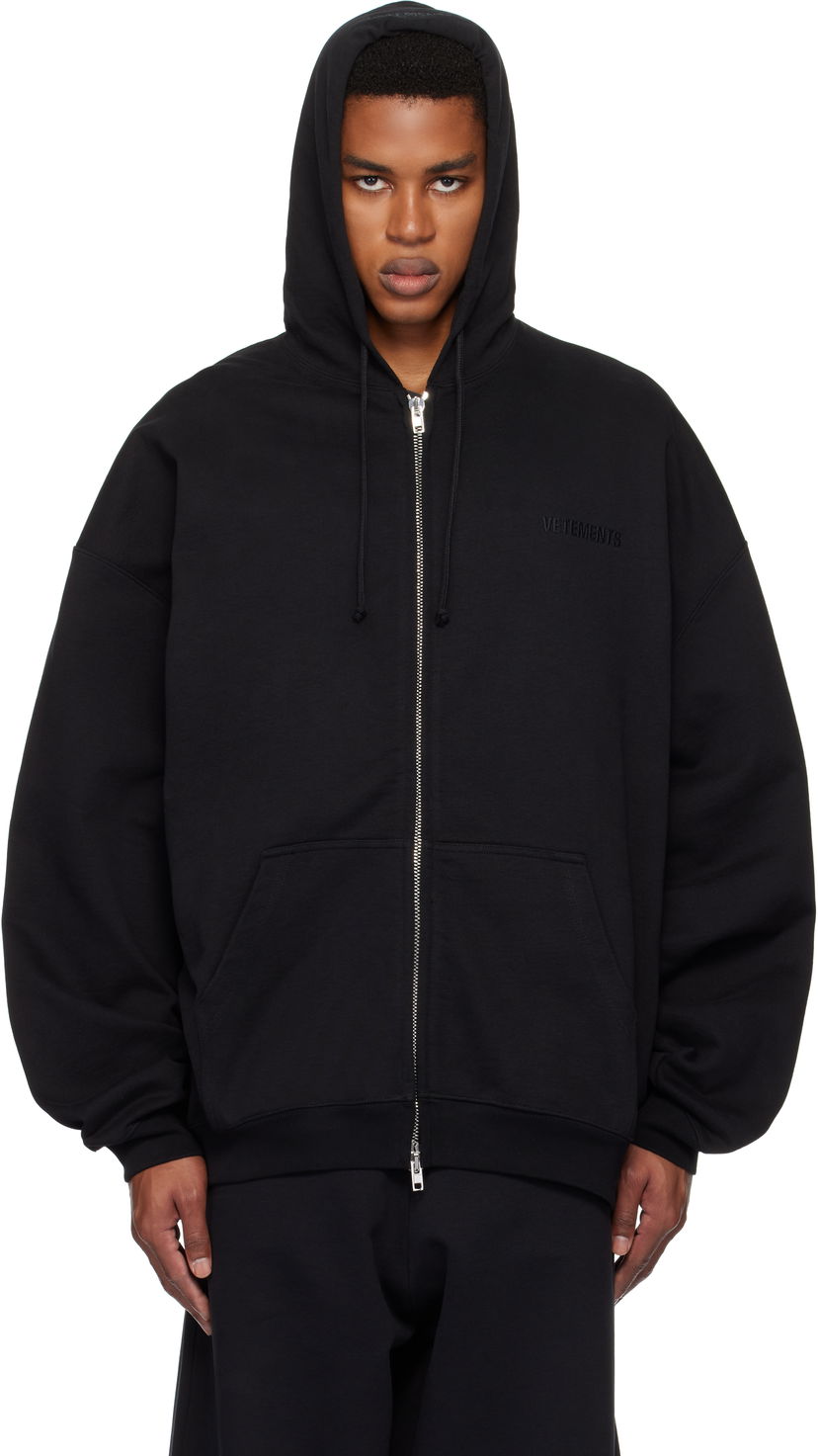 Pulover VETEMENTS Embroidered Logo Oversized Zip-Up Hoodie Črna | UA66HD810B