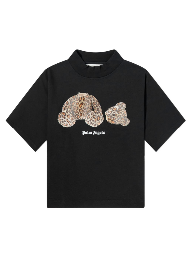 Majica Palm Angels Cropped Leopard Bear Tee Črna | PWAA020S22JER0021060