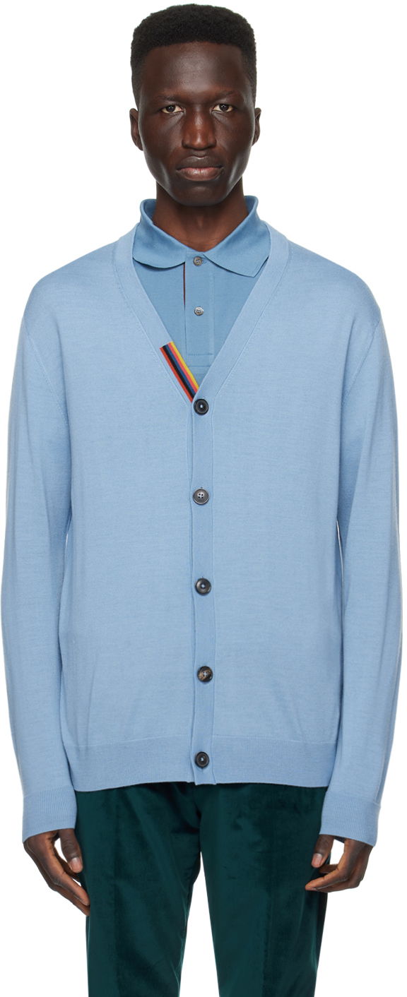 Pleteni pulover Paul Smith Paul Smith Striped Cardigan Modra | M1R-122X-L02094-41