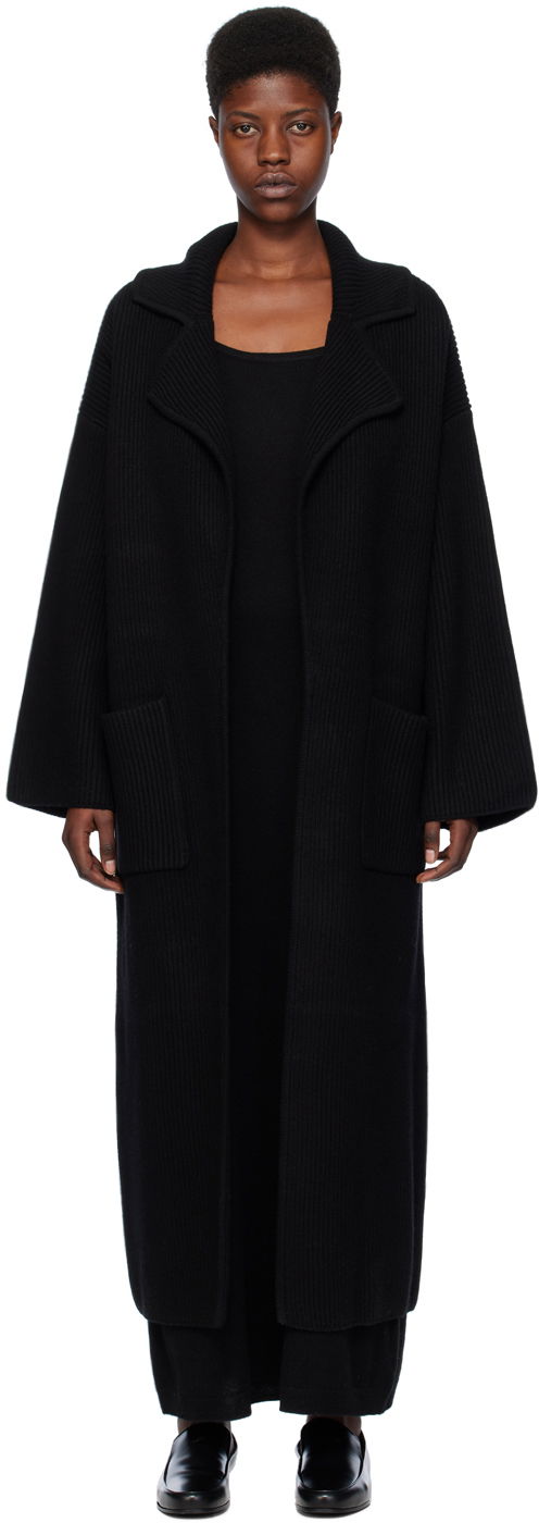 Plašči TOTEME Ribbed Longline Coat Črna | 241-WRT1018-YA0024