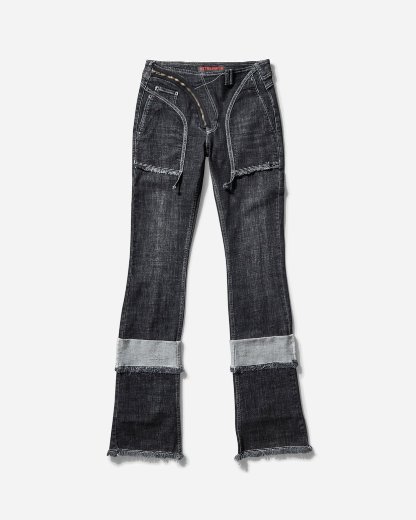 Kavbojke Ottolinger Open Back Denim Flare Jeans Črna | 11720271701 BLK
