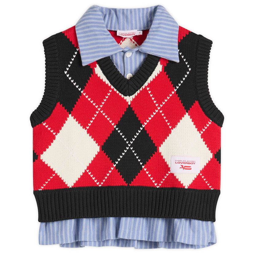 Pleteni pulover Charles Jeffrey Loverboy Charles Jeffrey Loverboy Argyle Knit Cropped Vest Večbarvna | 054091401