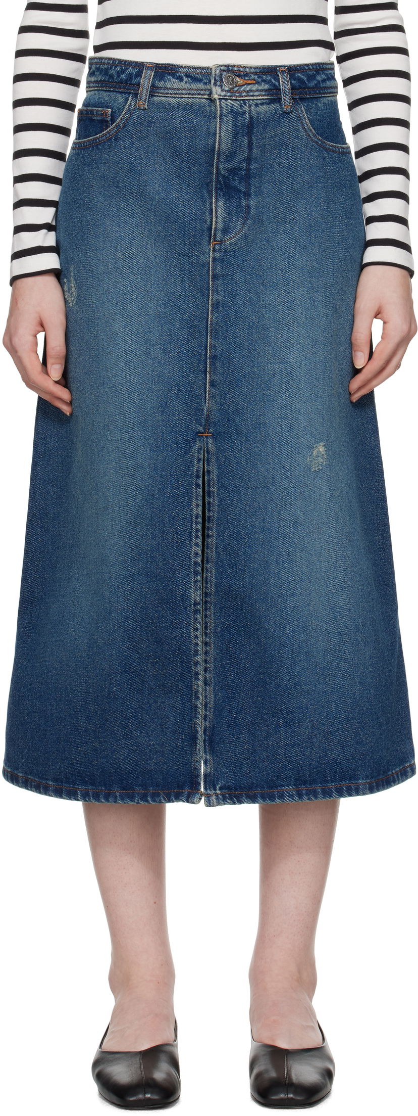 Krila A.P.C. Denim Midi Skirt Modra | COHFC-F06423
