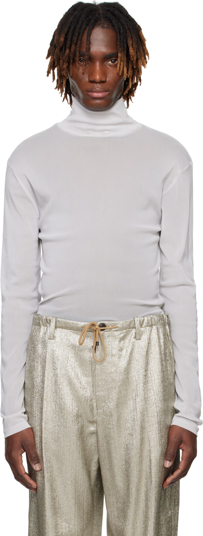 Pleteni pulover Dries Van Noten Dries Van Noten Mesh Turtleneck Bela | 251-021128-1513