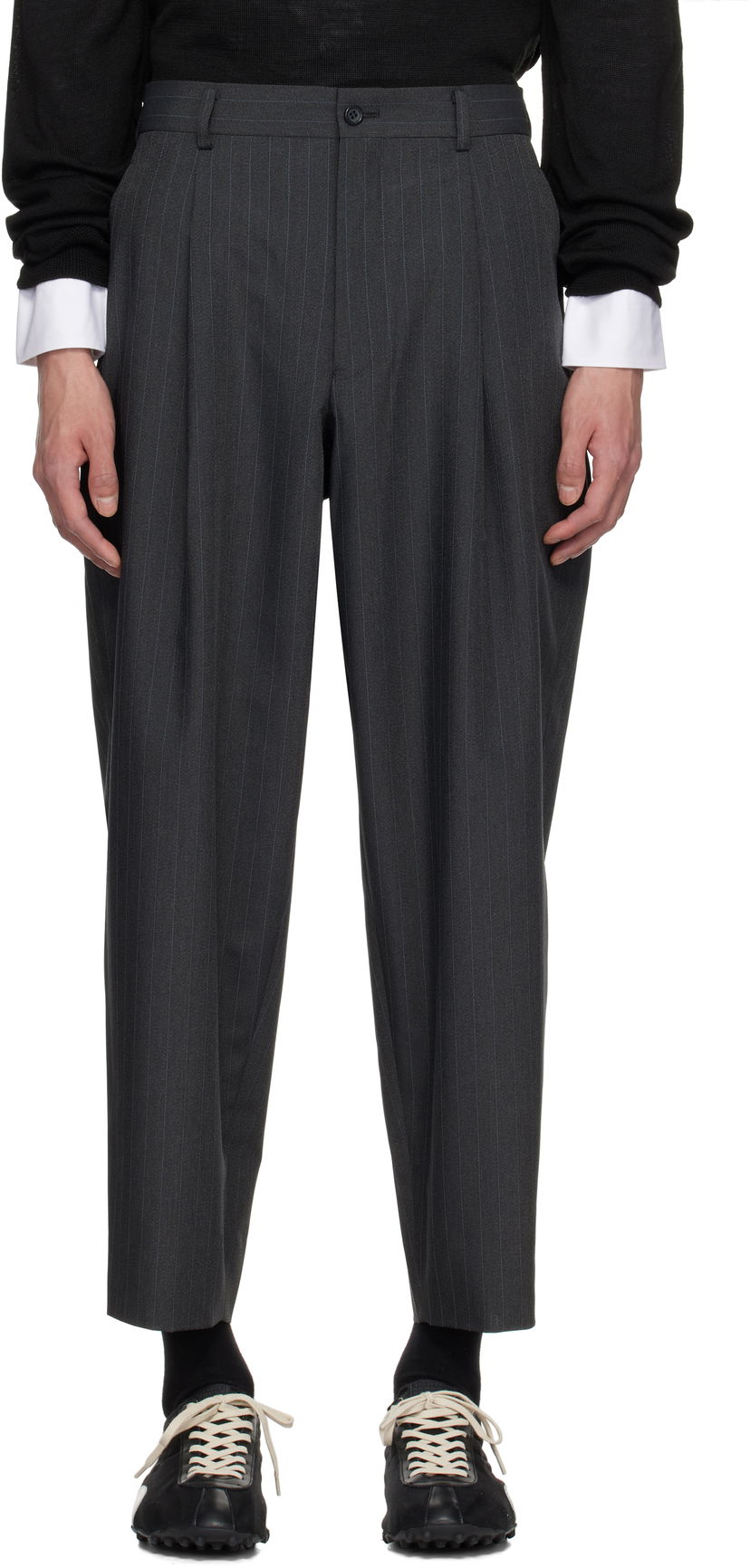 Hlače Comme des Garçons Homme Deux Pinstripe Trousers Siva | DO-P022-051