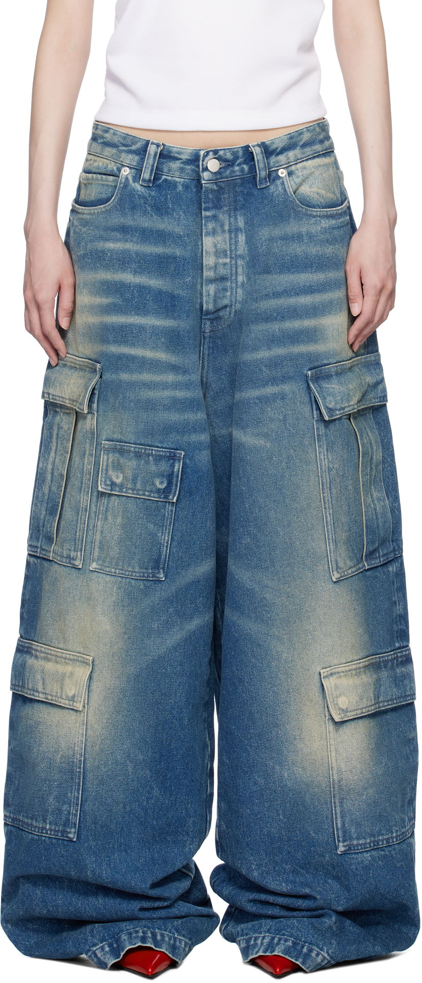 Cargo hlače Ambush Vintage Wash Denim Cargo Pants Modra | BWYB003F24DEN0014400