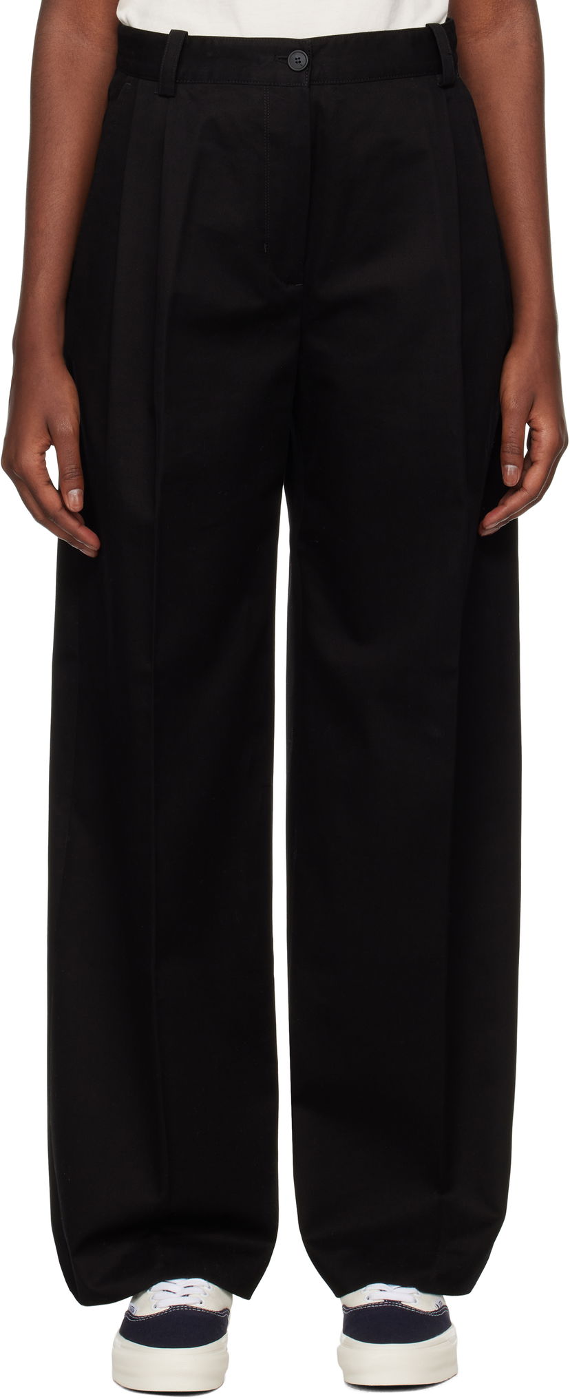 Hlače MAISON KITSUNÉ Double Pleated Trousers Črna | NW01110WW0122