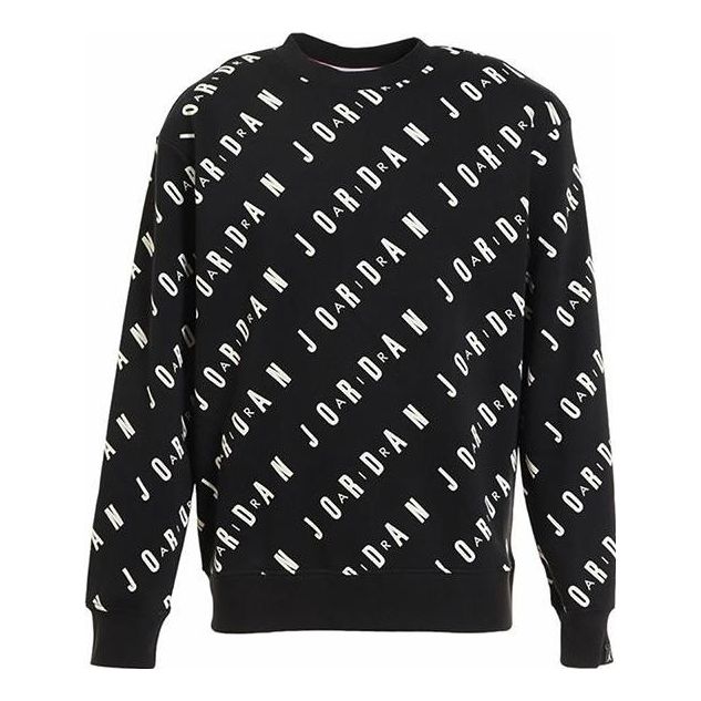 Pleteni pulover Jordan Fleece Sweatshirt With All-Over Logo Print Črna | DX9174-010