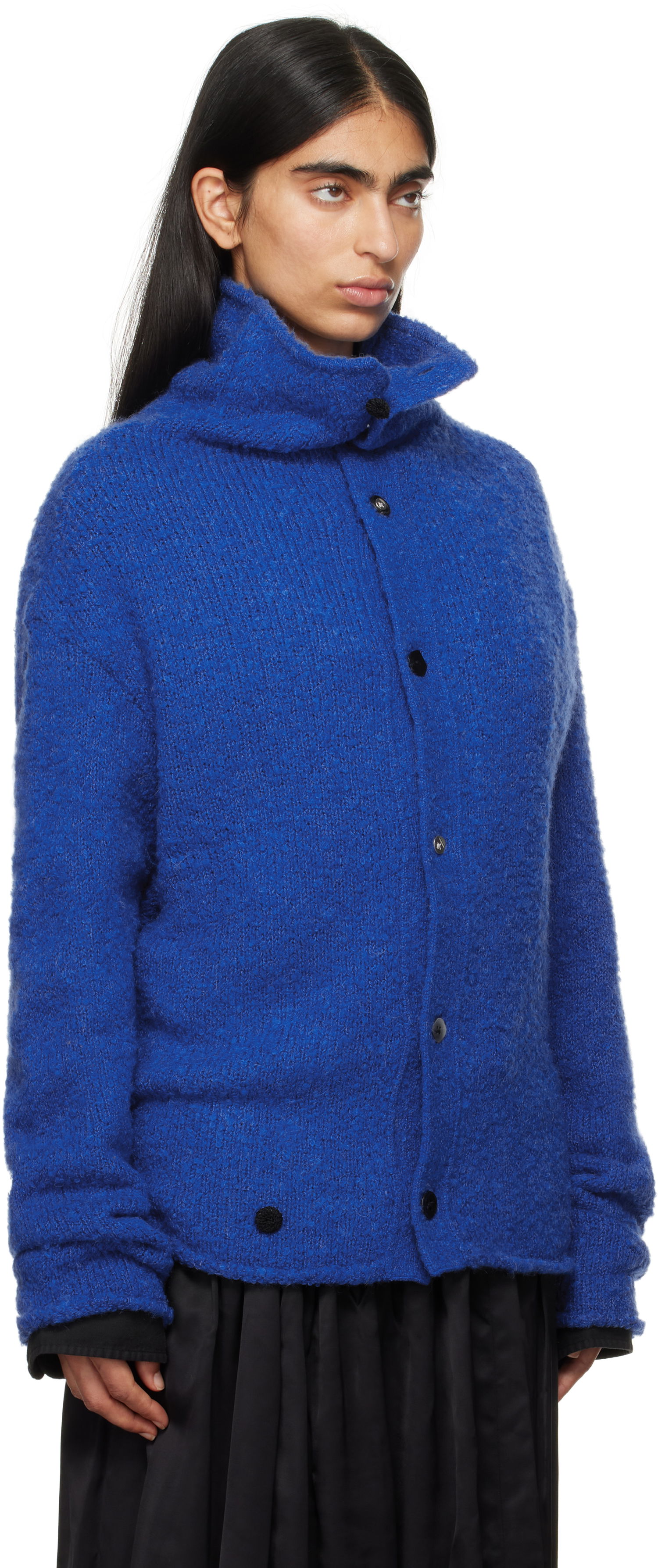 Pleteni pulover ADER ERROR Turtleneck Cardigan Modra | BN01FWKT0704BL, 1