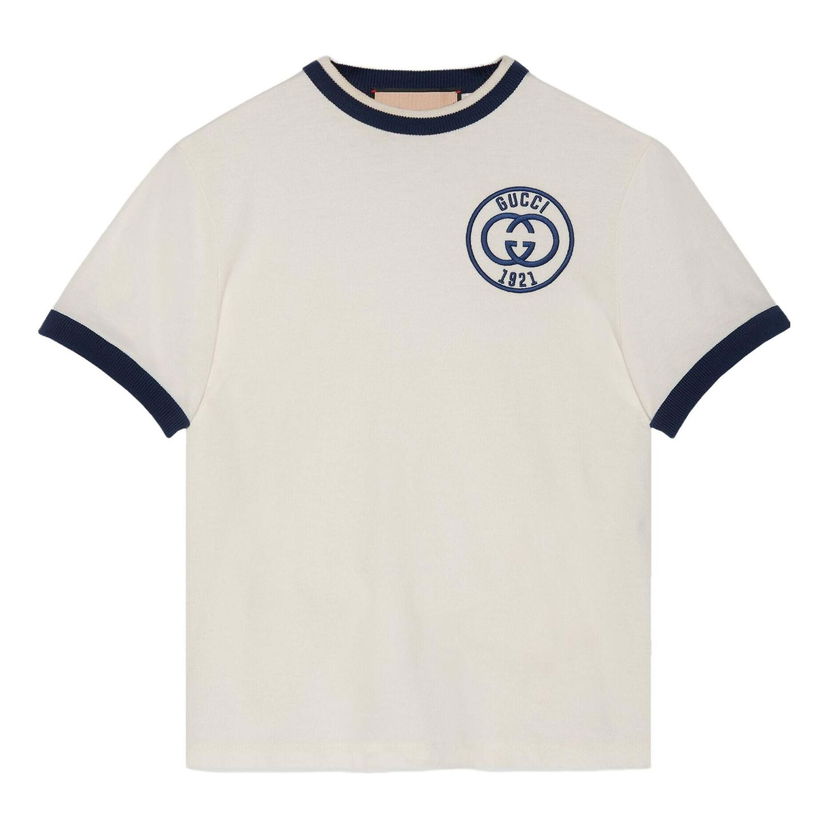 Majica Gucci Cotton Jersey T-Shirt with Embroidery Bela | 756596-XJFV8-9088