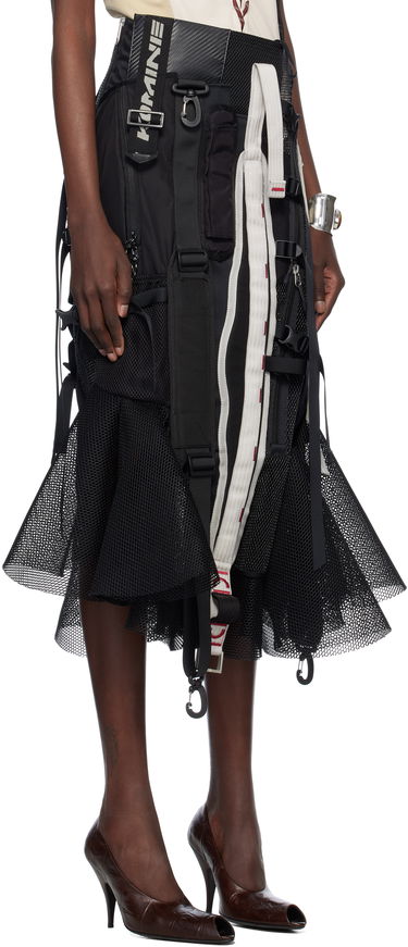 Krila Junya Watanabe Junya Watanabe Multi Fabrics Mix Midi Skirt Črna | JO-S016-051-1, 1