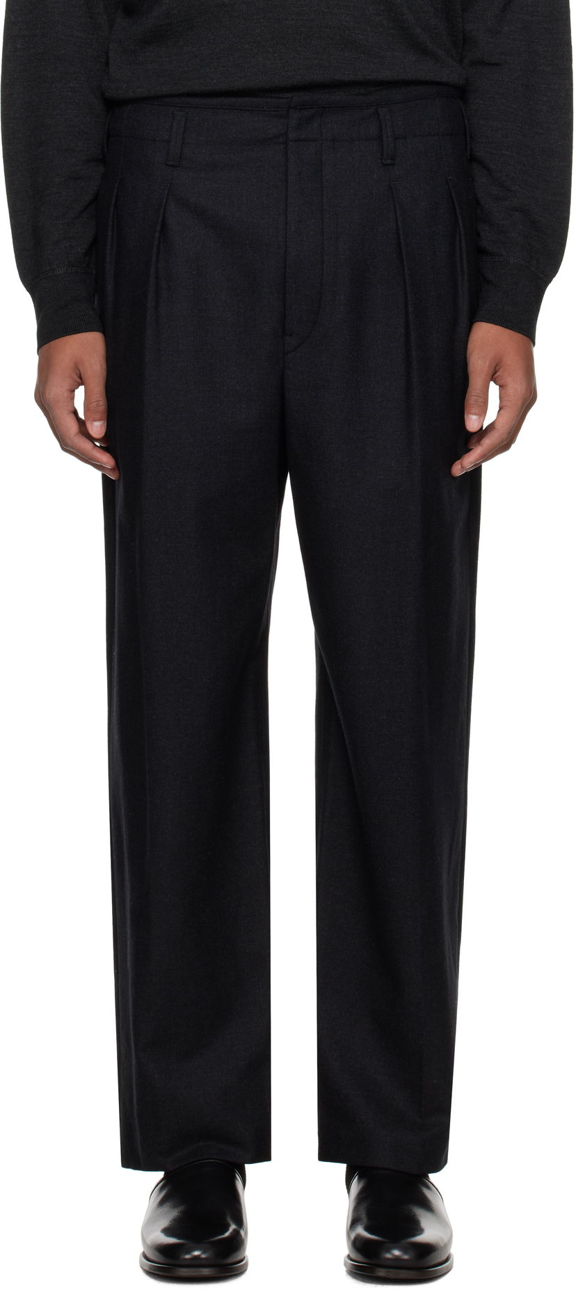 Hlače LEMAIRE Lemaire Pleated Trousers Črna | PA1130 LF1158