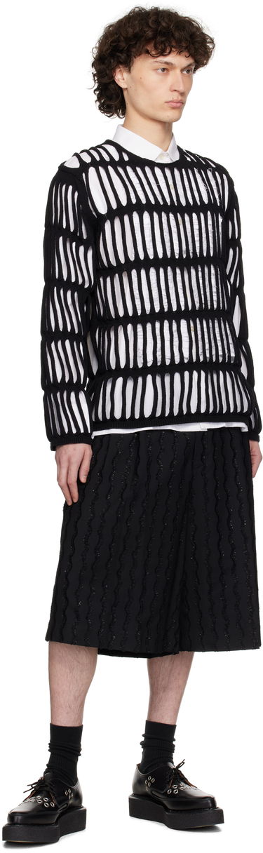 Pleteni pulover Comme des Garçons CDG Homme Plus Code Intarsia A Pattern Crewneck Sweater Črna | PO-N011-051, 3
