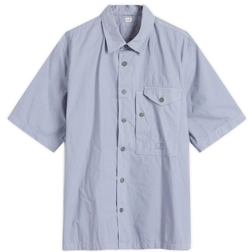 Srajce C.P. Company C.P. Company Short Sleeve Shirt with Pocket Logo Modra | 18CMSH249A-005328G-PRP