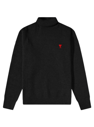 Pleteni pulover AMI Small A Heart Roll Neck Knit Črna | HKS401-001-001